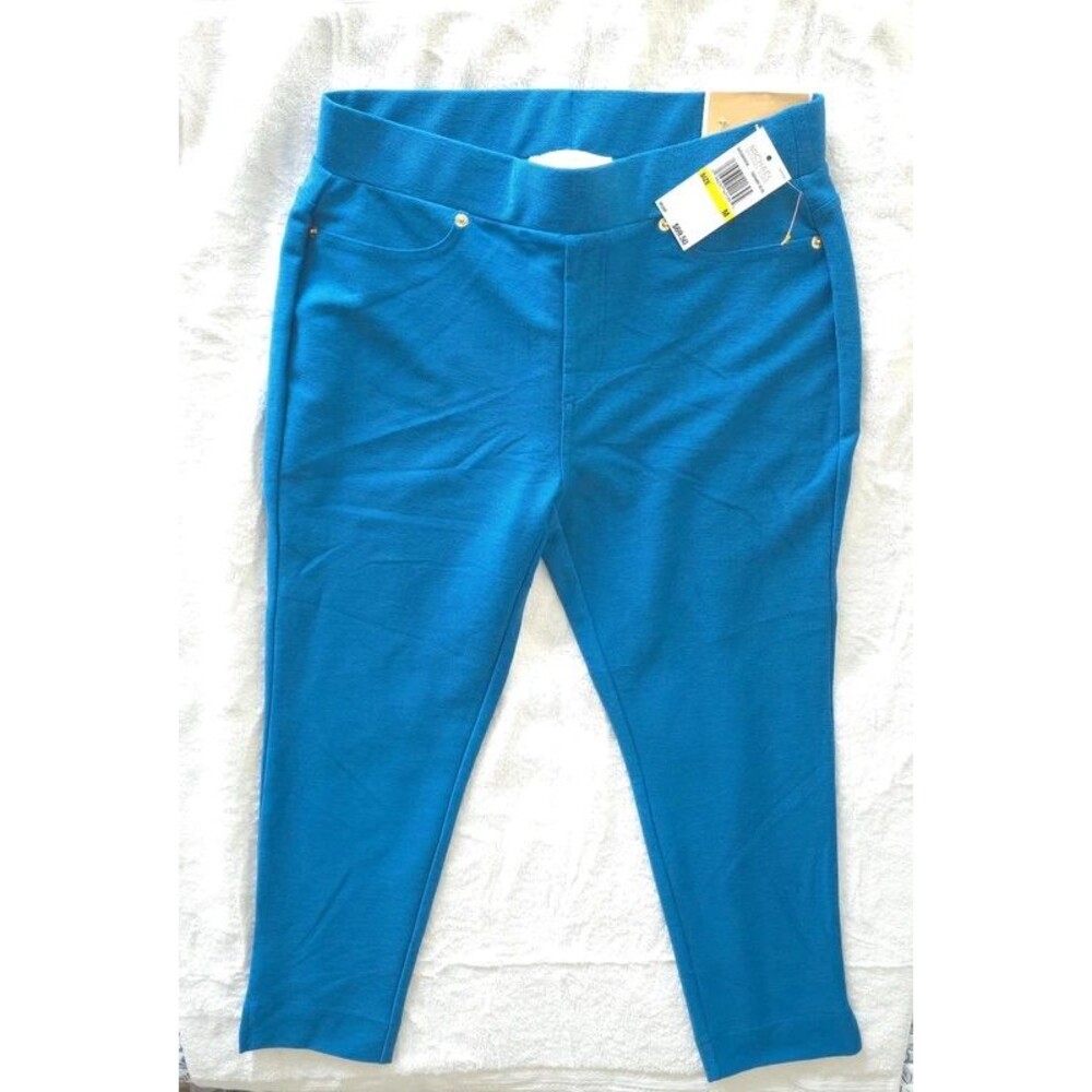 Michael Kors skinny crop pull-on pants radiant blue NWT size M
